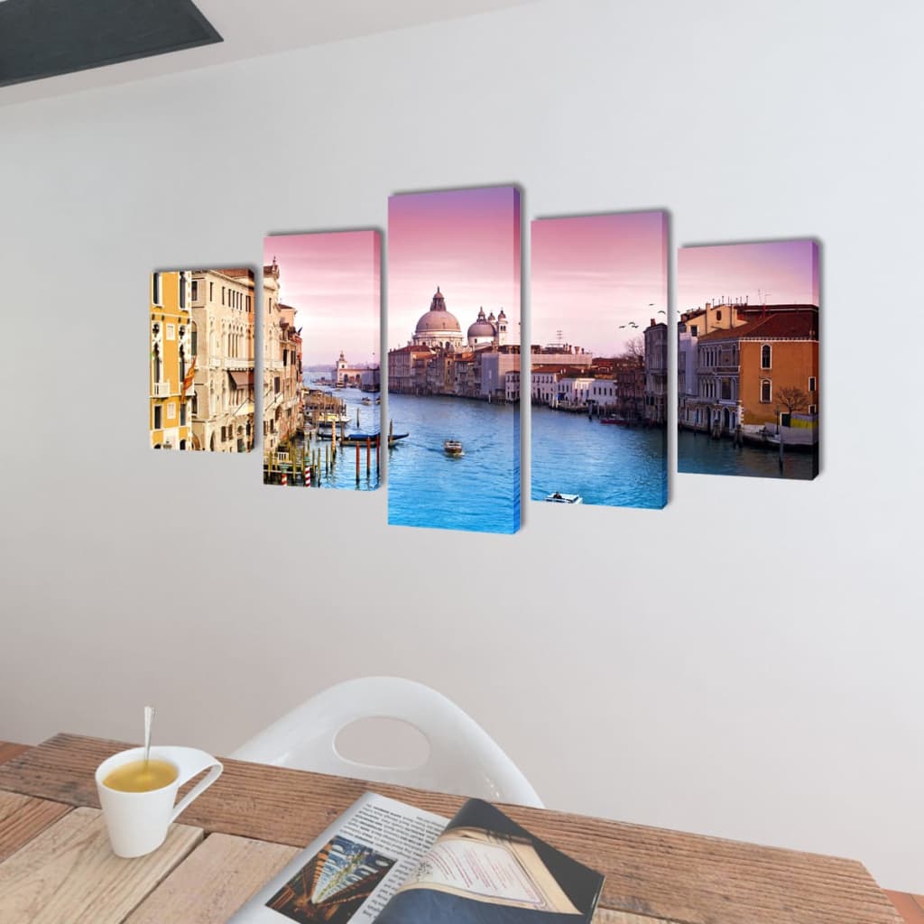 Zidne Slike na Platnu Set s Printom Venecija 200 x 100 cm