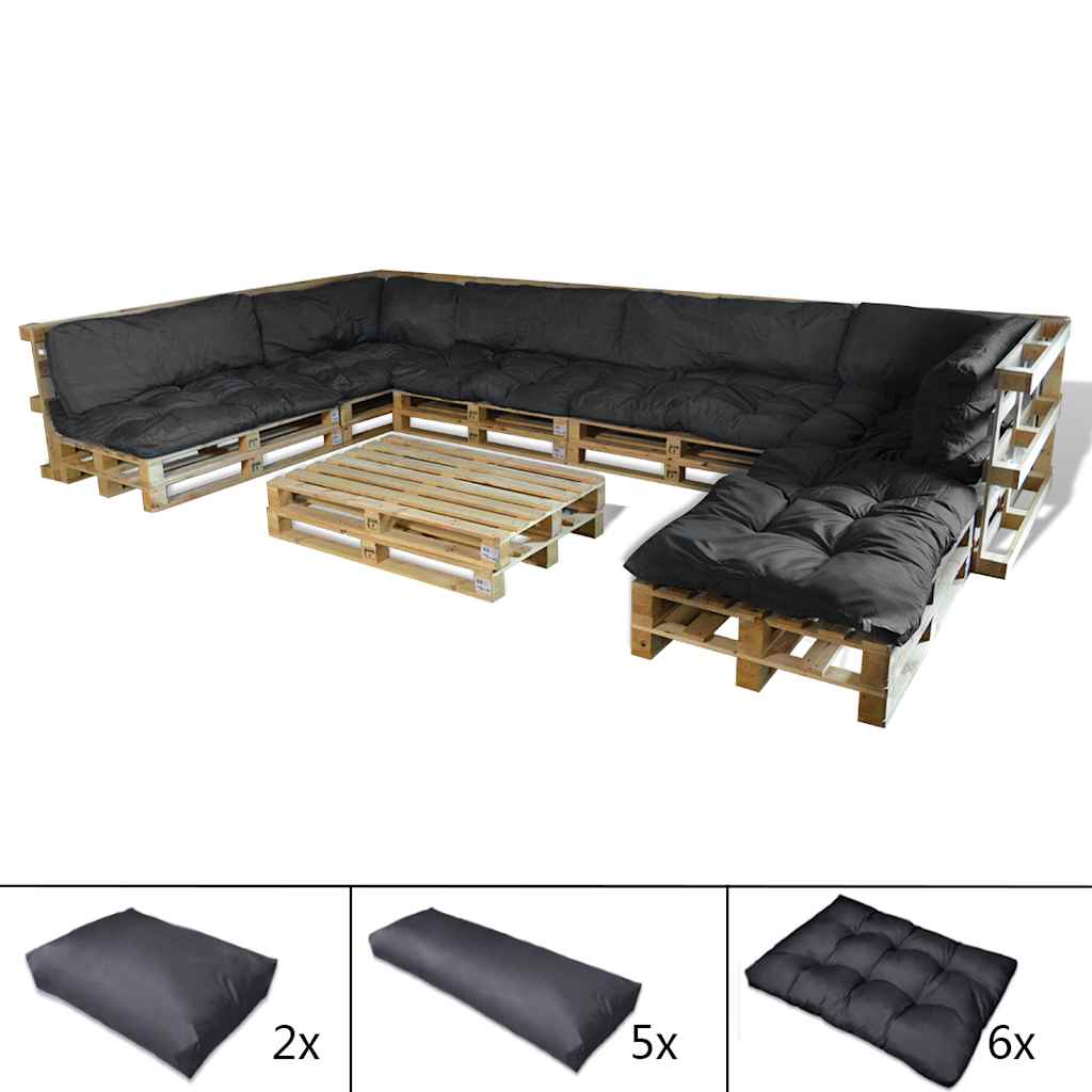 Jastučić za paletni kauč 13 pcs Siva 120 x 80 x 10 cm tkanina
