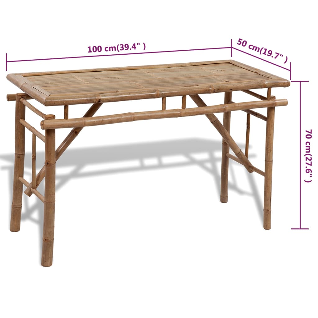 Pivski stol s 2 klupe 100 cm bambus