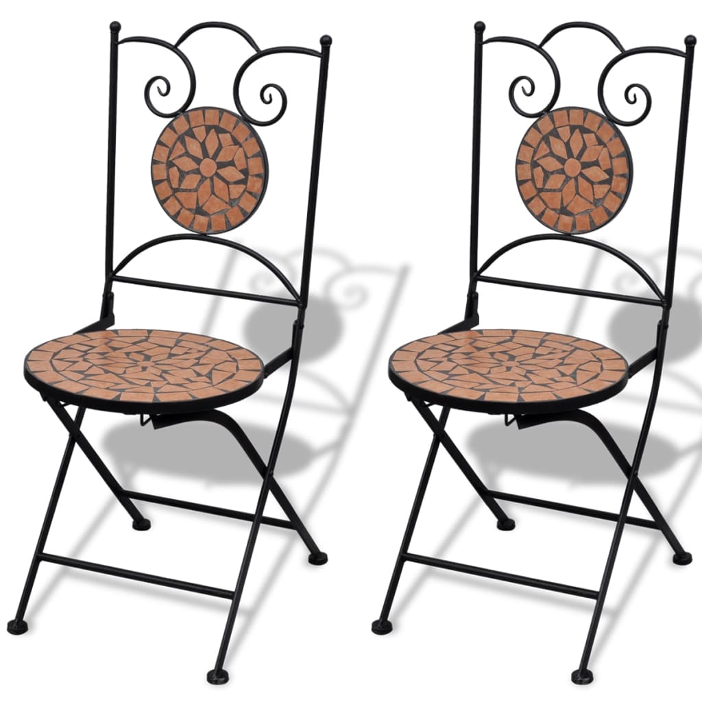 3-dijelni bistro set s keramičkim pločicama boje cigle