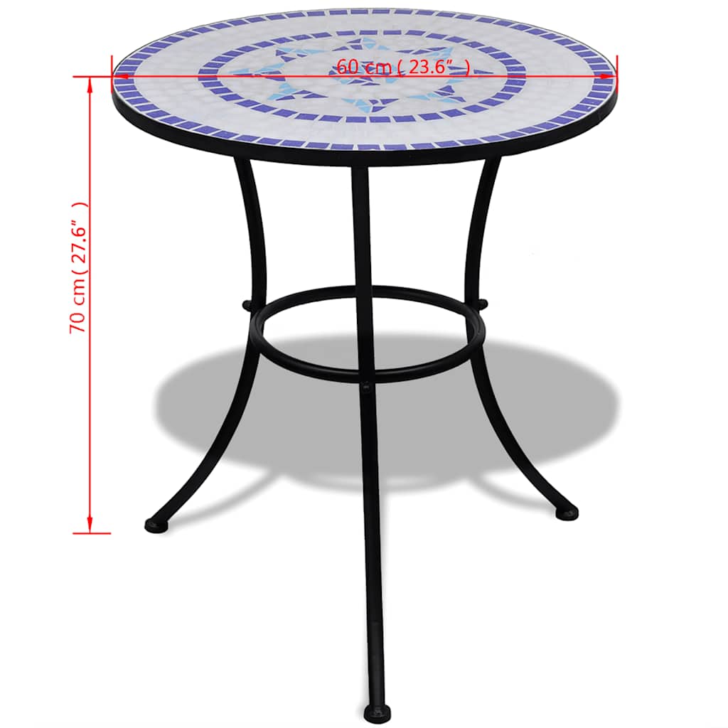 3-dijelni bistro set s keramičkim pločicama plavo-bijeli