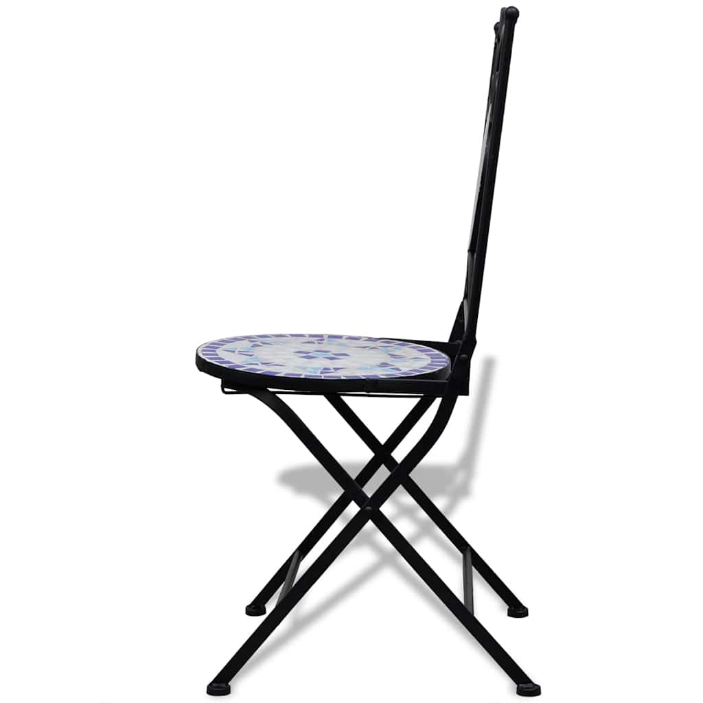 3-dijelni bistro set s keramičkim pločicama plavo-bijeli