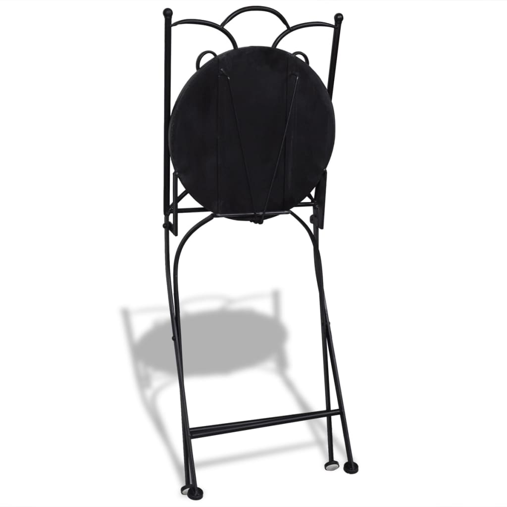3-dijelni bistro set s keramičkim pločicama crno-bijeli