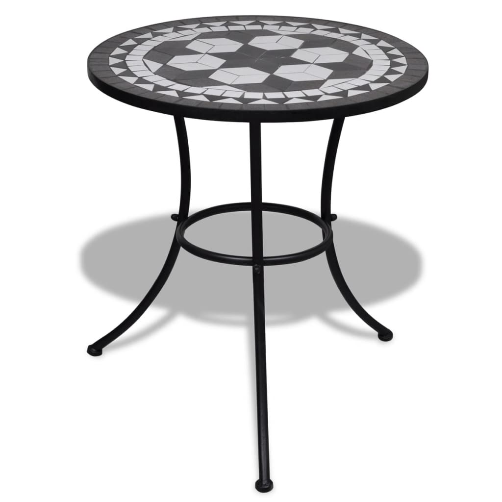 3-dijelni bistro set s keramičkim pločicama crno-bijeli