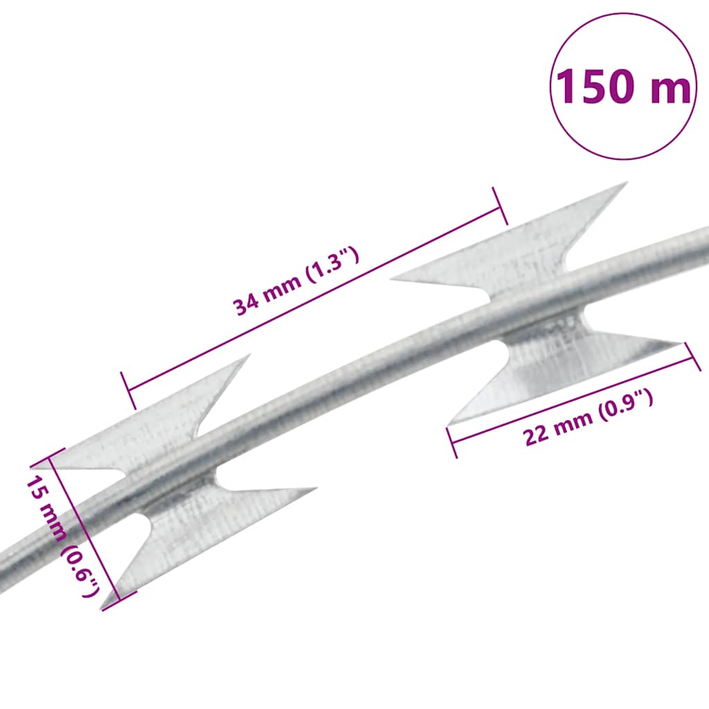 BTO-22 žilet-žica Concertina s kopčama pocinčani čelik 150 m