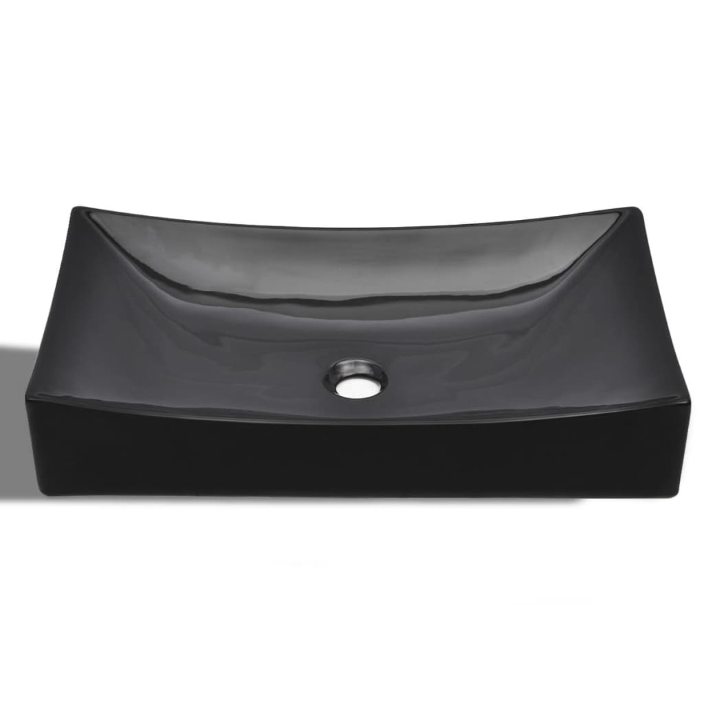 Keramički Kupaonski Umivaonik Crni Pravokutni