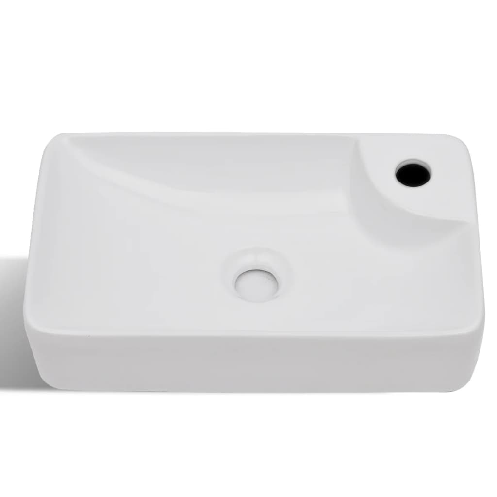 Bijeli keramički umivaonik with Faucet Hole White