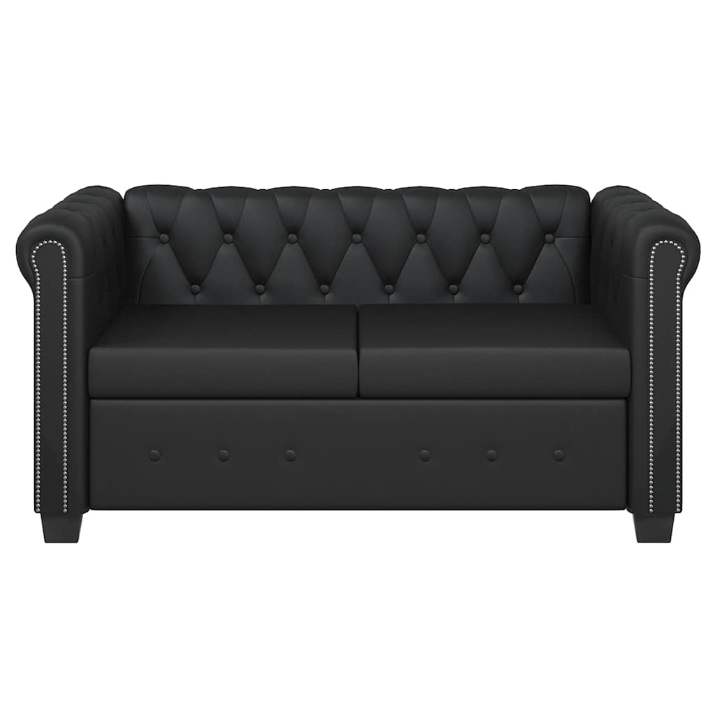 Dvosjed Chesterfield od umjetne kože crni