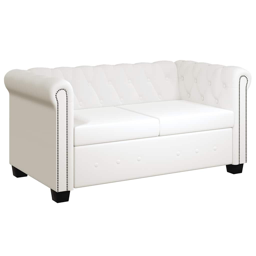 Dvosjed Chesterfield od umjetne kože bijeli