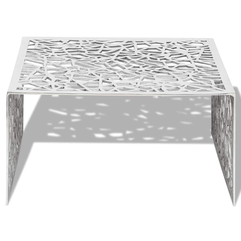 Stolić za Kavu Srebrni Geometrijski Dizajn Aluminij