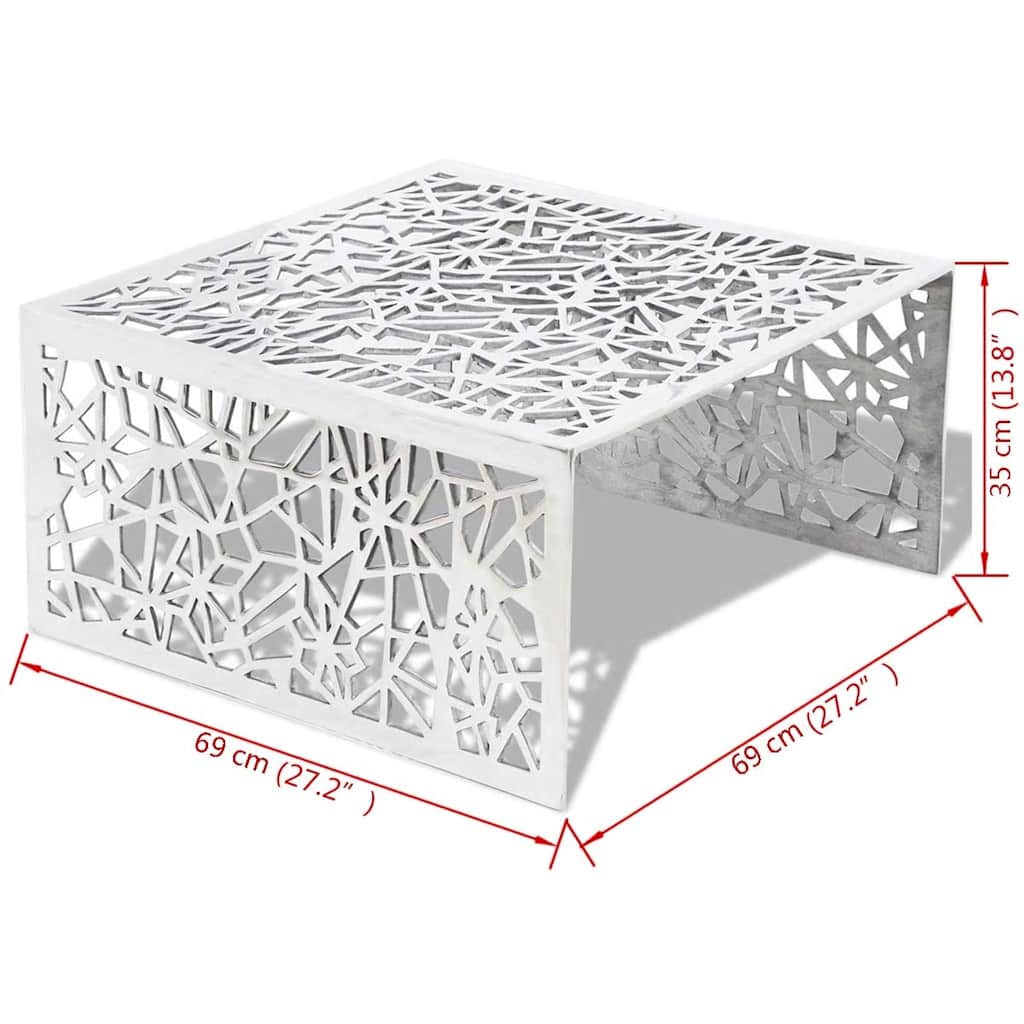 Stolić za Kavu Srebrni Geometrijski Dizajn Aluminij