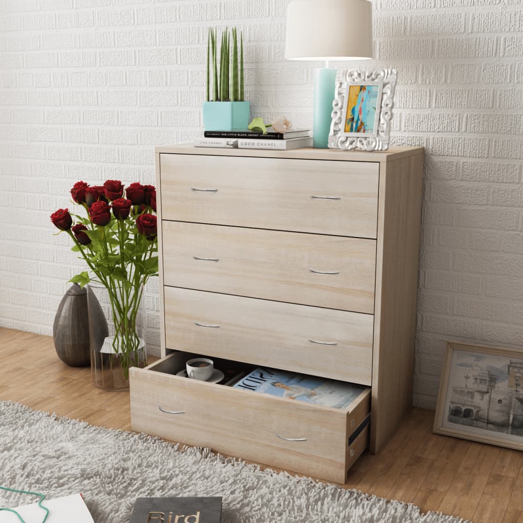 Komoda s 4 ladice 60 x 30,5 x 71 cm boja hrasta