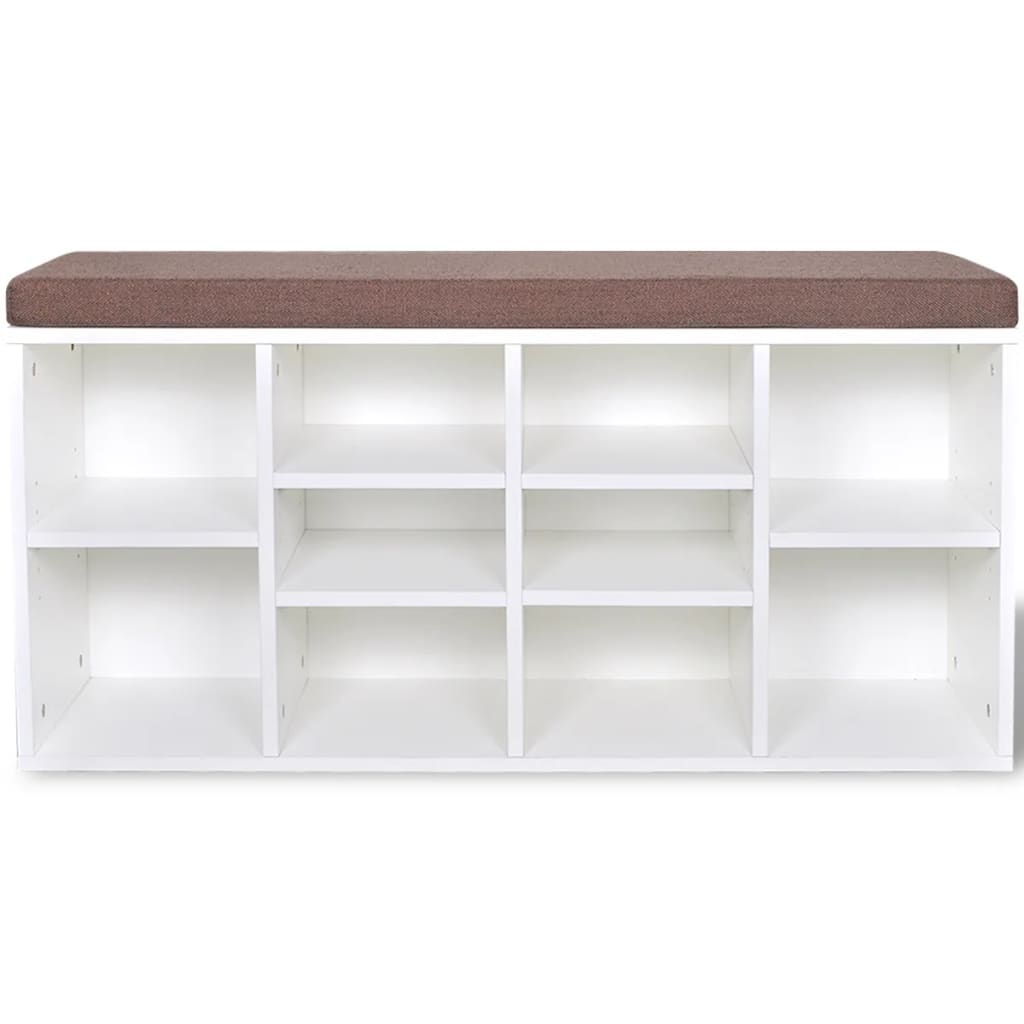 Klupa za cipele s 10 pretinaca, bijela