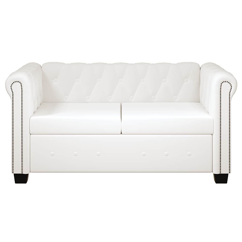 Dvosjed i trosjed Chesterfield od umjetne kože bijeli