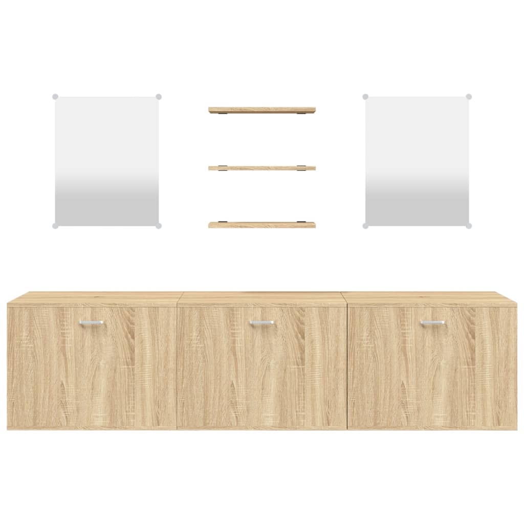 6-dijelni set kupaonskog namještaja boja hrasta drveni