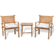 3-dijelni bistro set od bambusa s jastucima