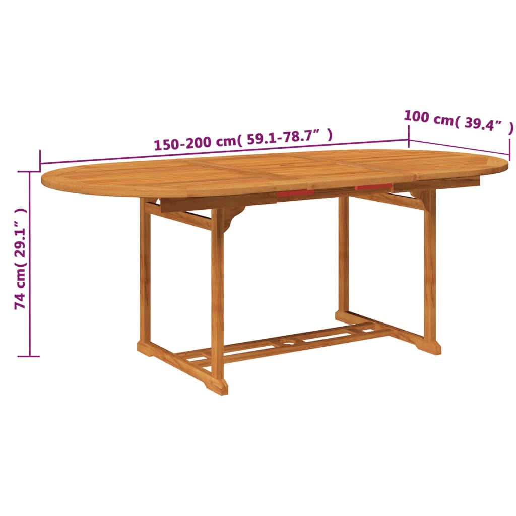 7-dijelni vrtni blagovaonski set od masivnog bagremovog drva 150-200 cm