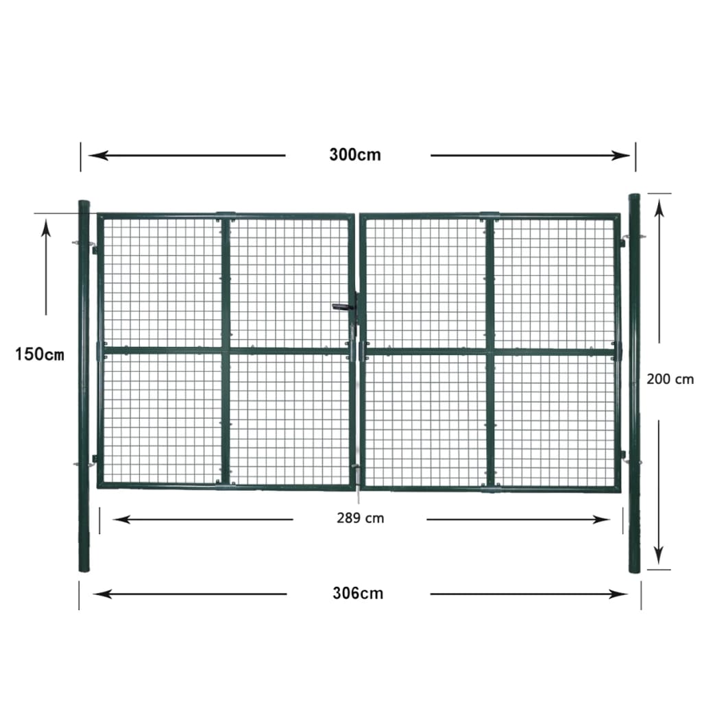 Dvokrilna ogradna vrata 300x150 cm Čelik s praškastim premazom