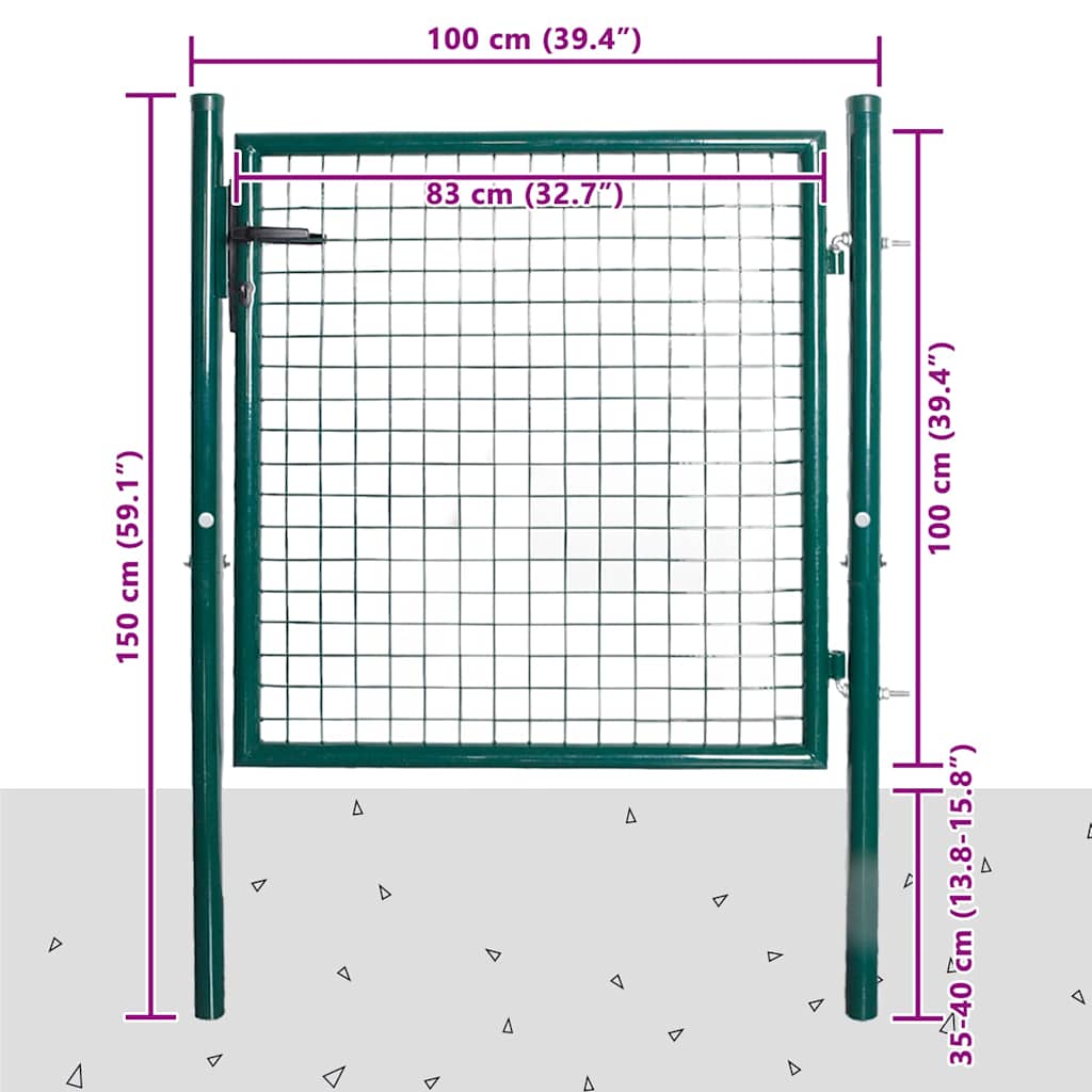 Jednokrilna ogradna vrata 100x100 cm Čelik s praškastim premazom