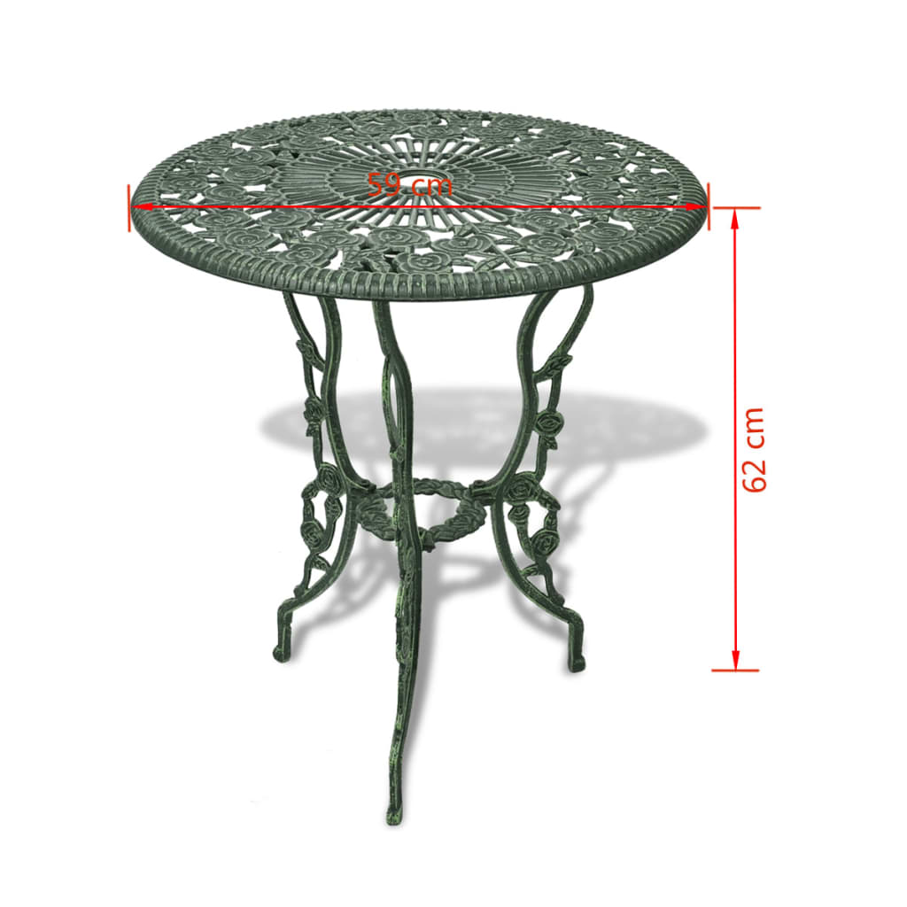 3-dijelni bistro set od lijevanog aluminija zeleni