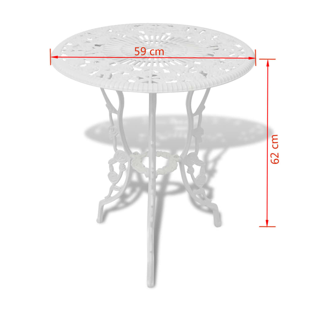 3-dijelni bistro set od lijevanog aluminija bijeli