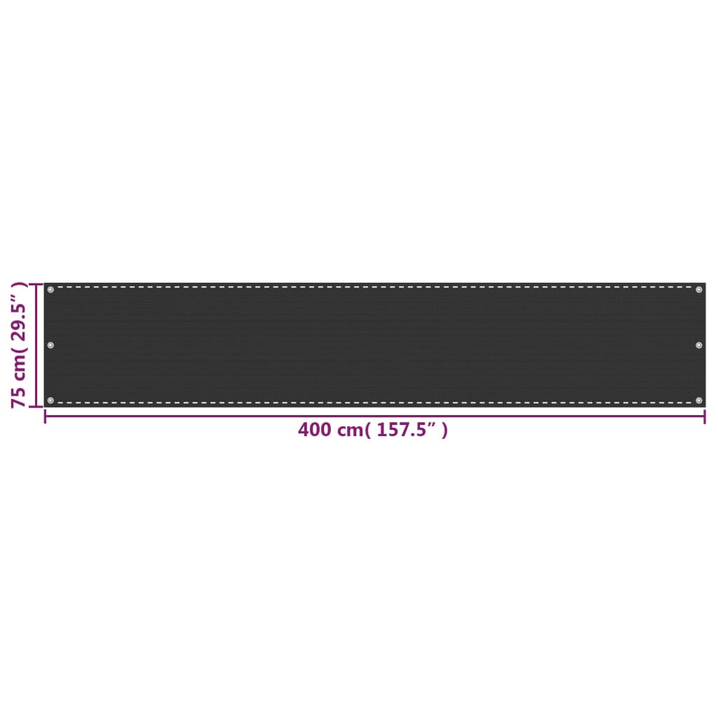 Balkonska Zaštita HDPE 75x400 cm Antracit Boja
