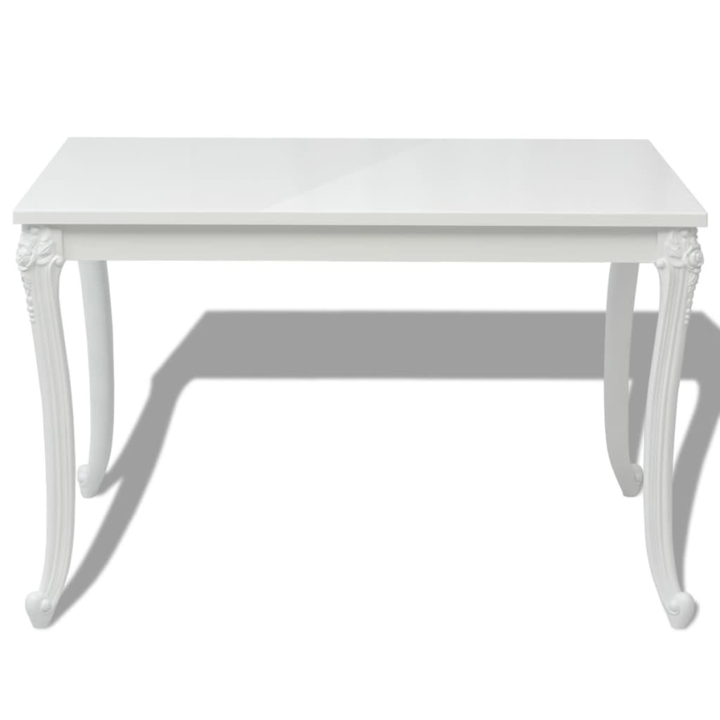 Blagovaonski stol visokog sjaja bijeli 116 x 66 x 76 cm