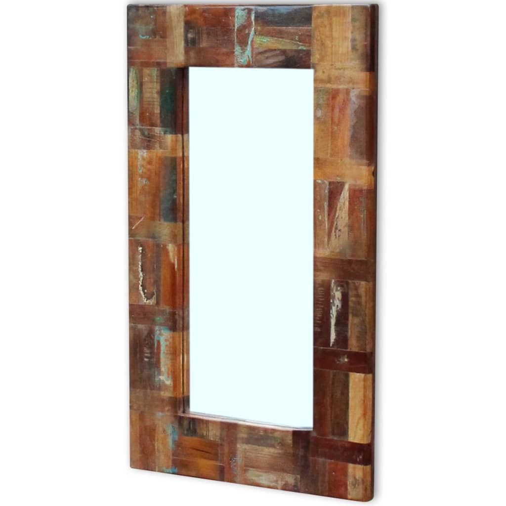 Ogledalo od masivnog obnovljenog drva 80 x 50 cm