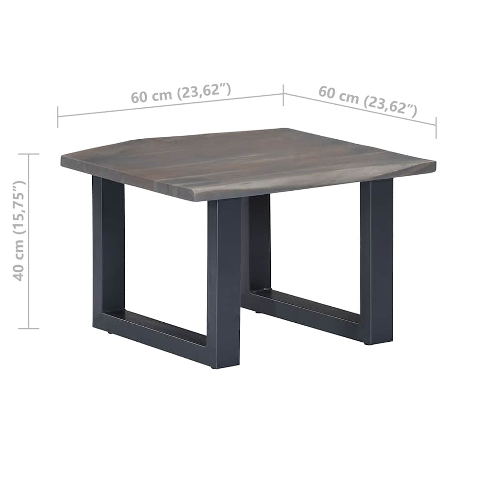 Stolić za kavu sa živim rubovima 60x60x40 cm masivno bagremovo drvo