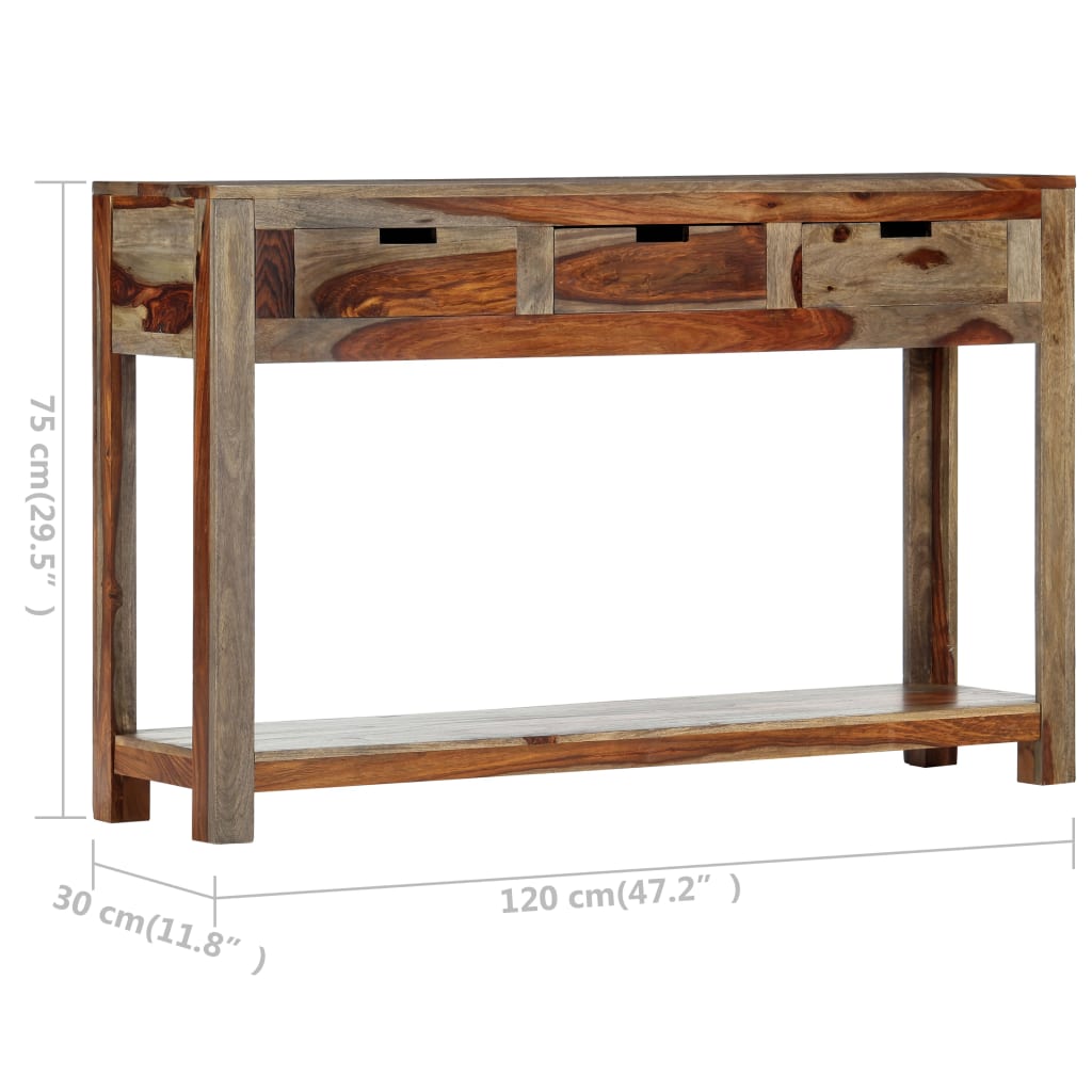 Konzolni stol s 3 ladice 120x30x75 cm od masivnog drva akacije