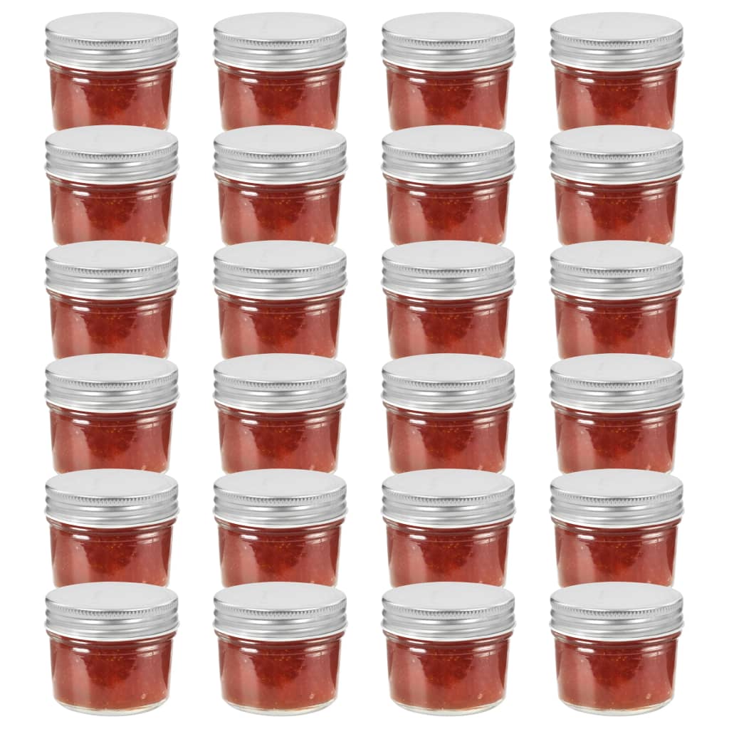 Staklenke za džem sa srebrnim poklopcima 24 kom 110 ml