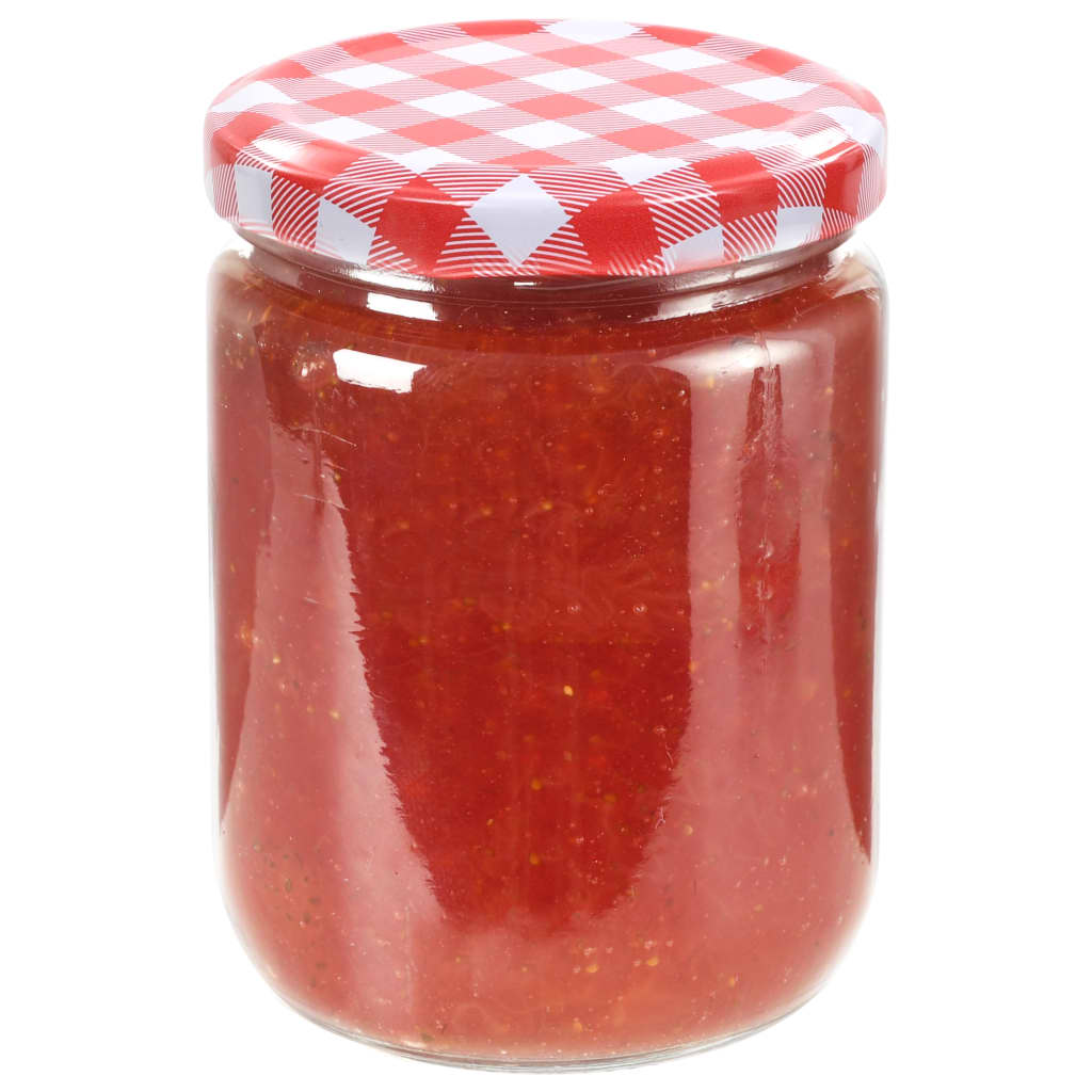 Staklenke za džem s bijelo-crvenim poklopcima 96 kom 230 ml