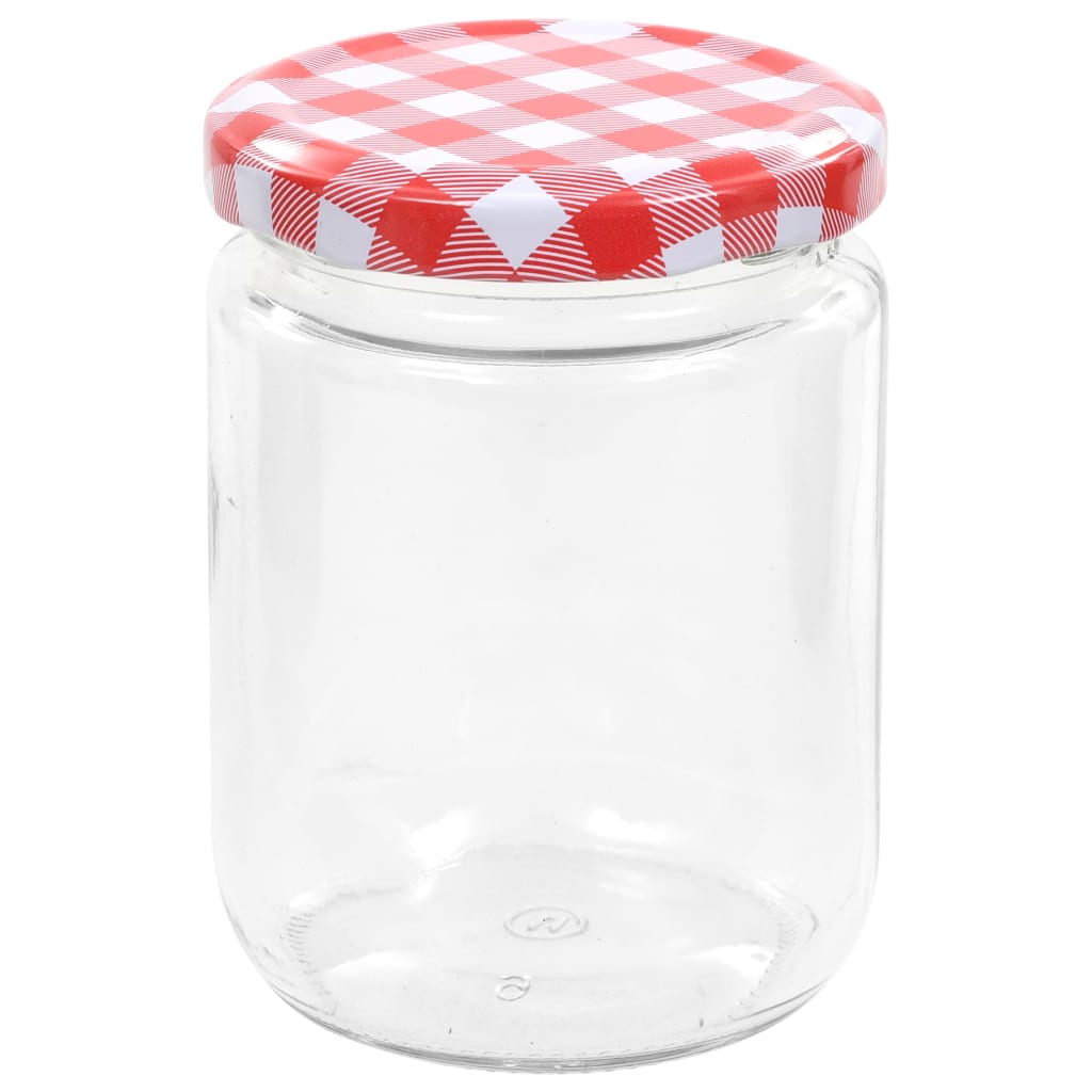 Staklenke za džem s bijelo-crvenim poklopcima 96 kom 230 ml
