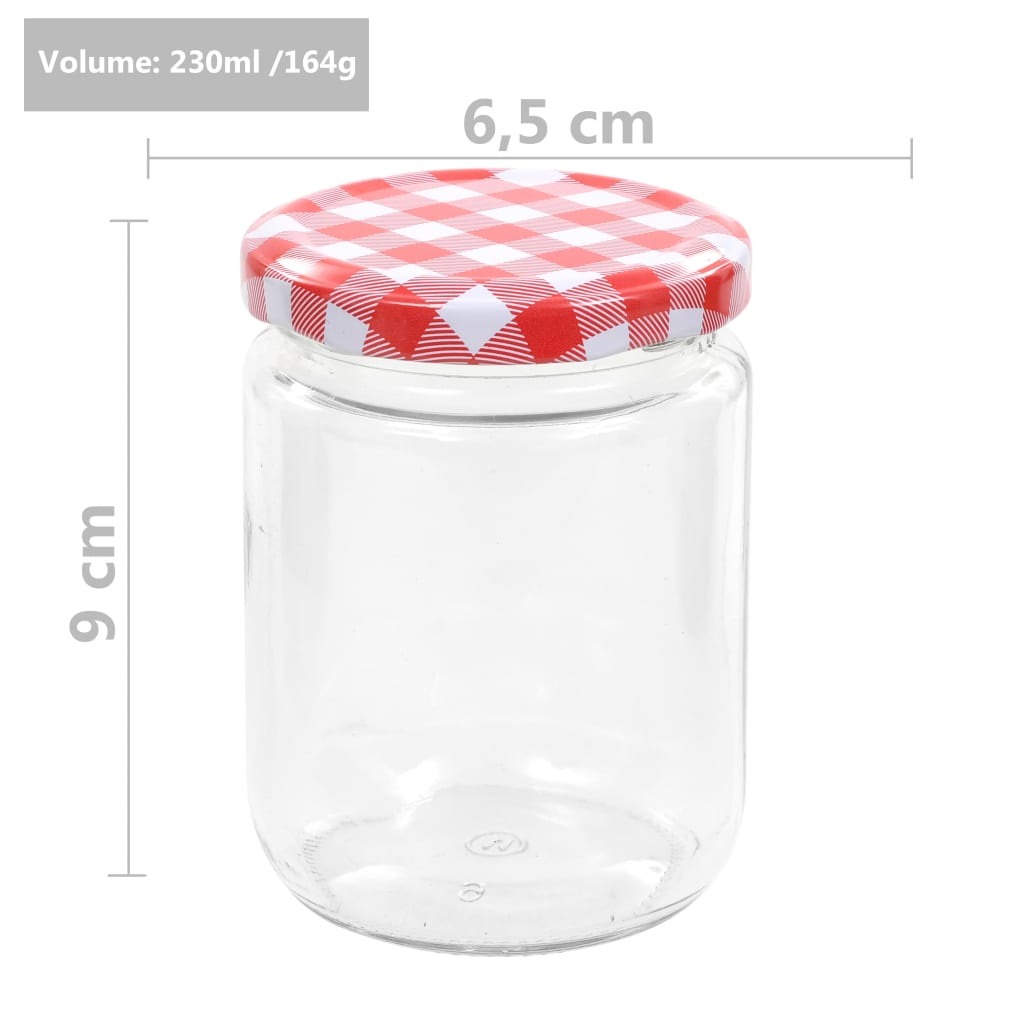 Staklenke za džem s bijelo-crvenim poklopcima 96 kom 230 ml