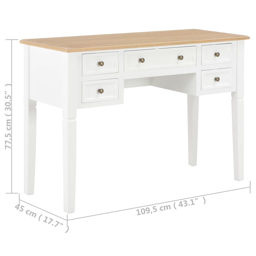 Pisaći stol bijeli 109,5 x 45 x 77,5 cm drveni