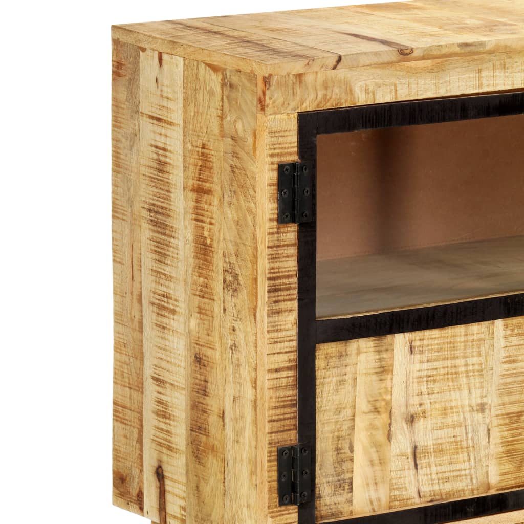 Komoda smeđe-crna 160x30x80 cm od masivnog grubog drva manga