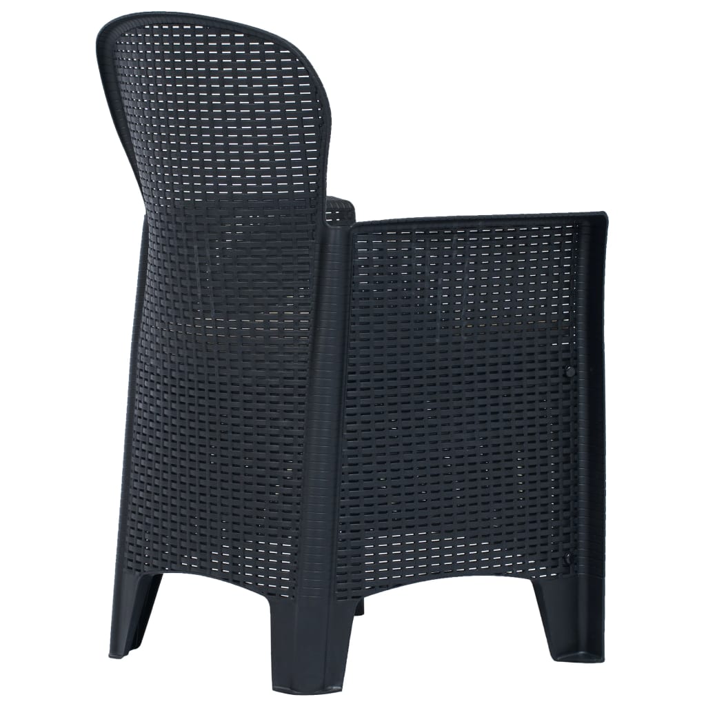 3-dijelni bistro set od plastike s izgledom ratana antracit