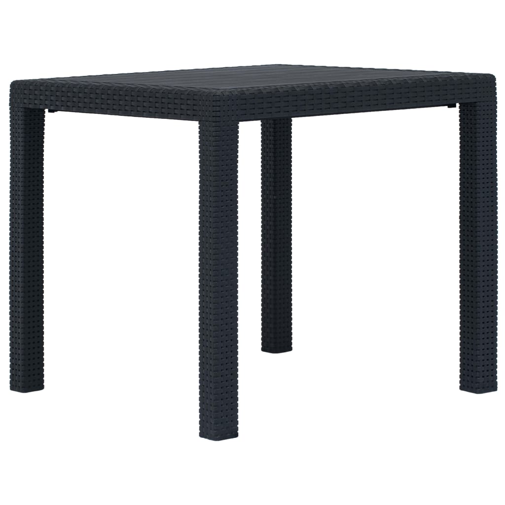 3-dijelni bistro set od plastike s izgledom ratana antracit