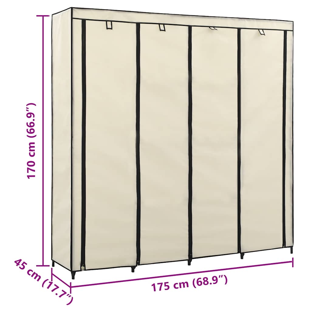 Ormar s 4 odjeljka krem 175 x 45 x 170 cm