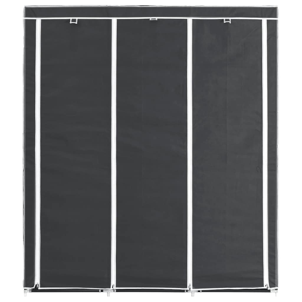 Ormar s pretincima i šipkama, crni, 150x45x175 cm, tkanina