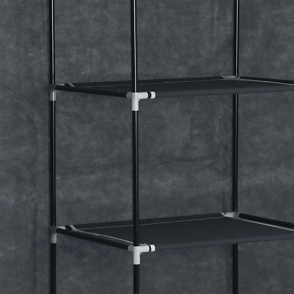 Ormar s pretincima i šipkama, crni, 150x45x175 cm, tkanina