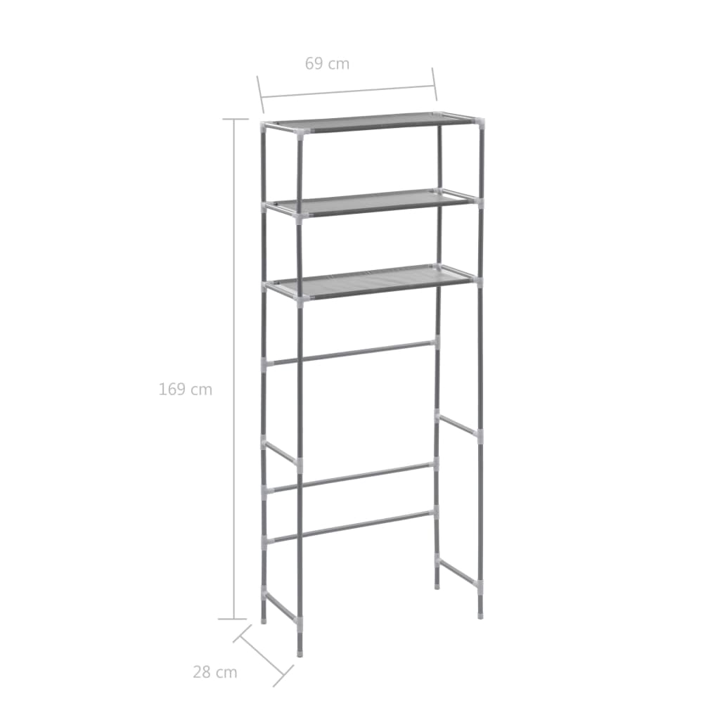 Stalak za pohranu iznad perilice 3 razine srebrni 69x28x169 cm