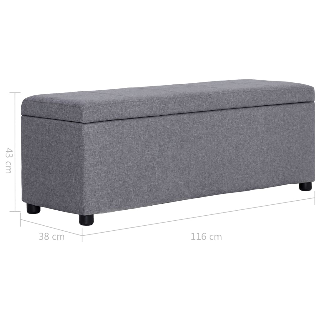Klupa s pretincem za pohranu 116 cm svjetlosiva poliesterska