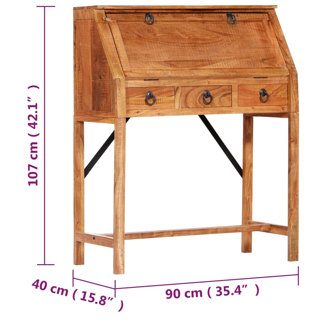 Pisaći stol od masivnog bagremovog drva 90 x 40 x 107 cm