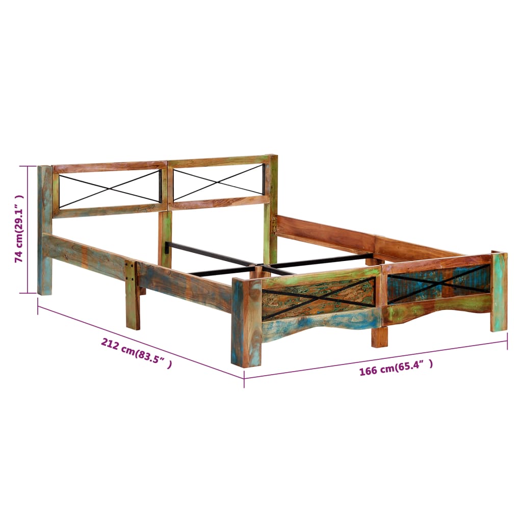 Okvir kreveta od masivnog obnovljenog drva 160 x 200 cm