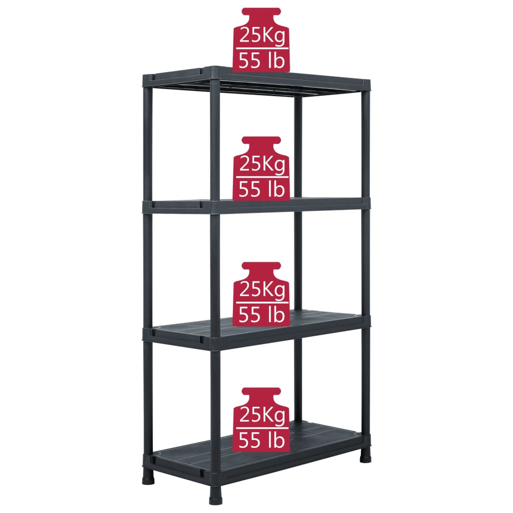 Stalci za pohranu 5 kom crni 60 x 30 x 138 cm plastični