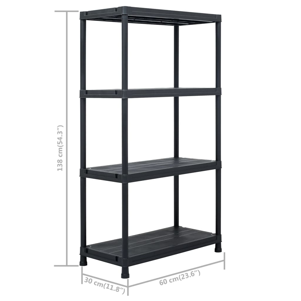 Stalci za pohranu 5 kom crni 60 x 30 x 138 cm plastični