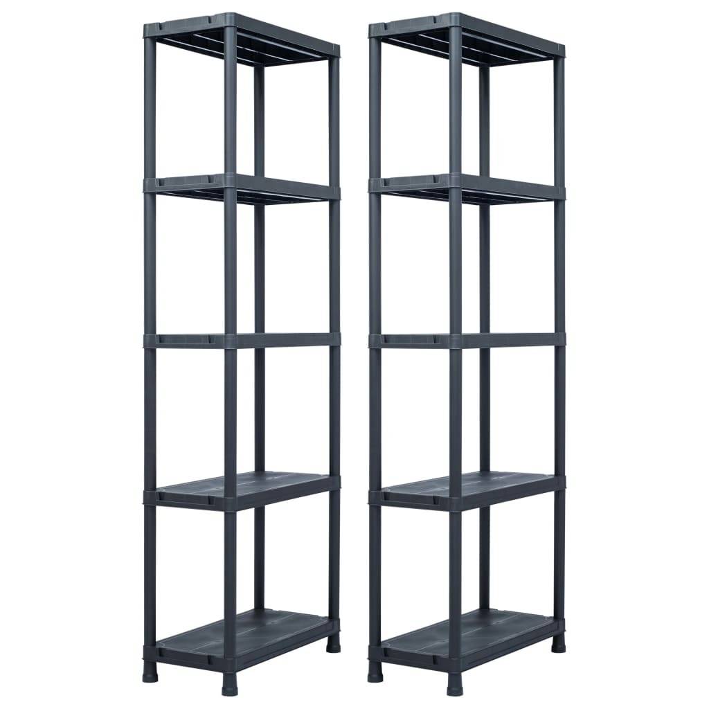 Stalci za pohranu 2 kom crni 125 kg 60 x 30 x 180 cm plastični