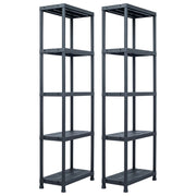 Stalci za pohranu 2 kom crni 125 kg 60 x 30 x 180 cm plastični