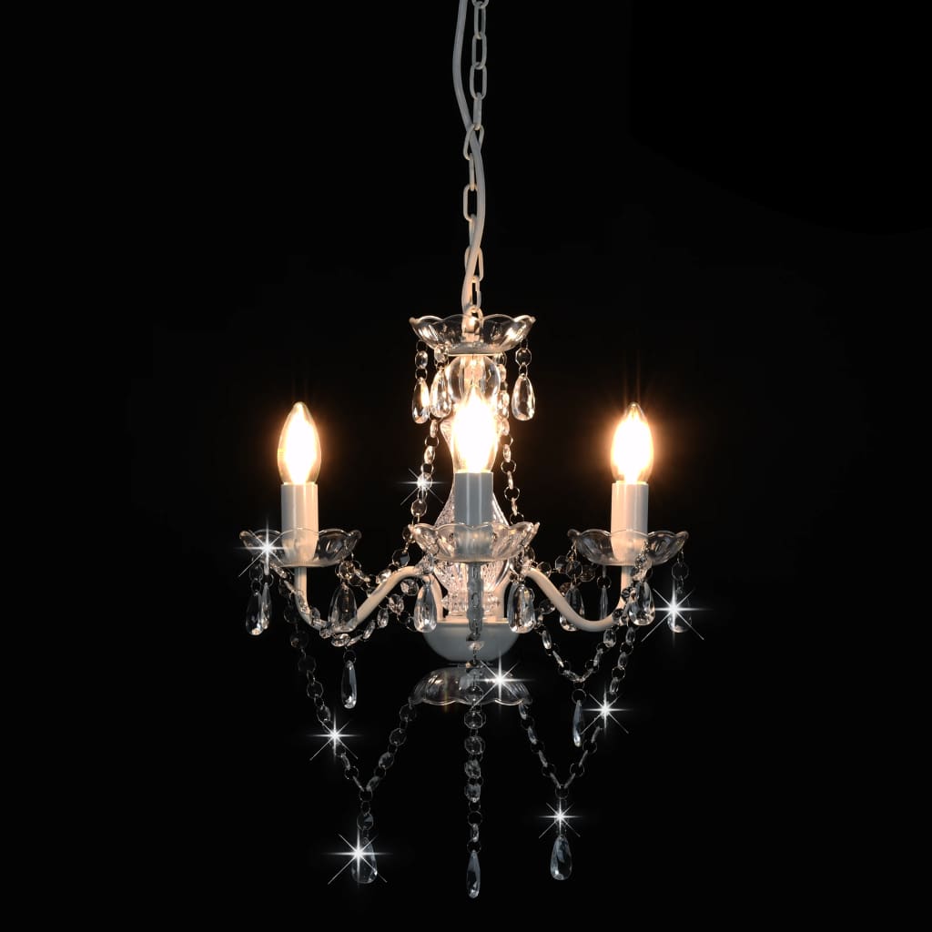 Luster s perlama bijeli okrugli 3 x E14